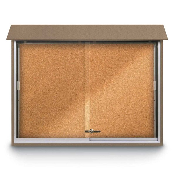 United Visual Products Outdoor Enclosed Combo Board, 72"x36", Bronze Frame/Grey & Buff UVCB7236ODBZ-GREY-BUFF - main